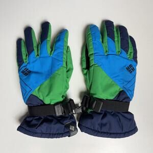Columbia Youth Small Omni-Tech Heat Insulated Winter Gloves Blue Green Colorway